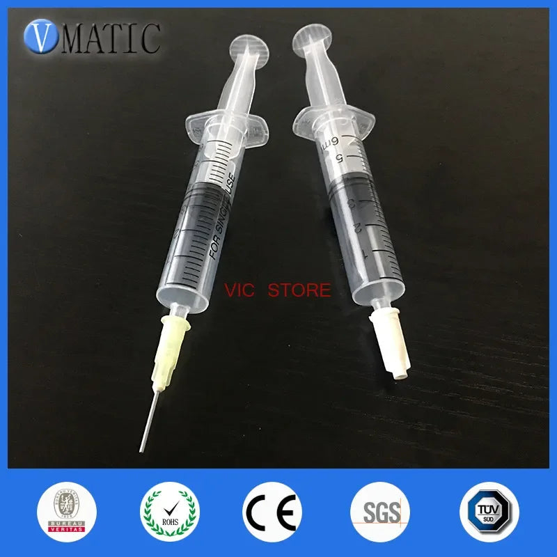 Free Shipping Non Sterilied 6cc/ml Syringe + Dispensing Needle + Syringe Cap X 2 Sets
