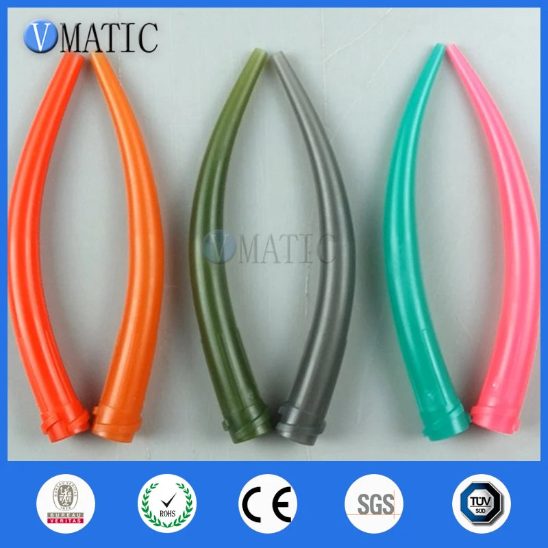 All Plastic Bendable Luer Lock Tips, 10G to 20G Extra Long Curved Dispensing Needles, Ox Horn Design TT Nozzles x 50pcs