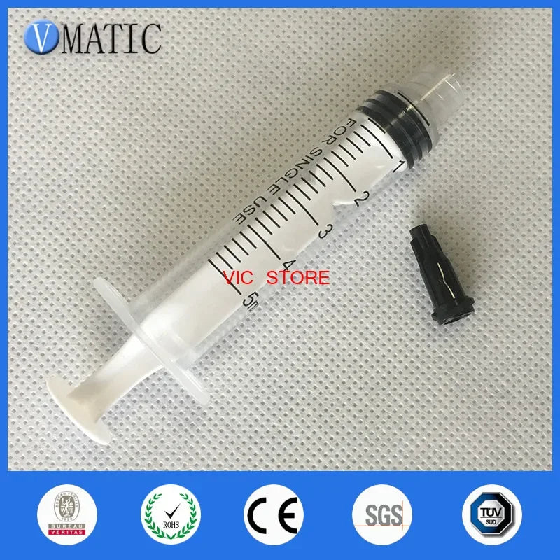 Free Shipping Top Seller Glue Dispensing 5cc / 5ml Dispenser Manual Syringes 10 Sets With Tip Caps Stoppers