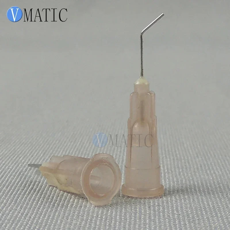 ‌100-Pcs 25G Dispensing Needles | 45° Angled Precision Glue Tips with 0.5'' Bayonet Lock (0.41mm ID, 1/2'' Length) for Electroni