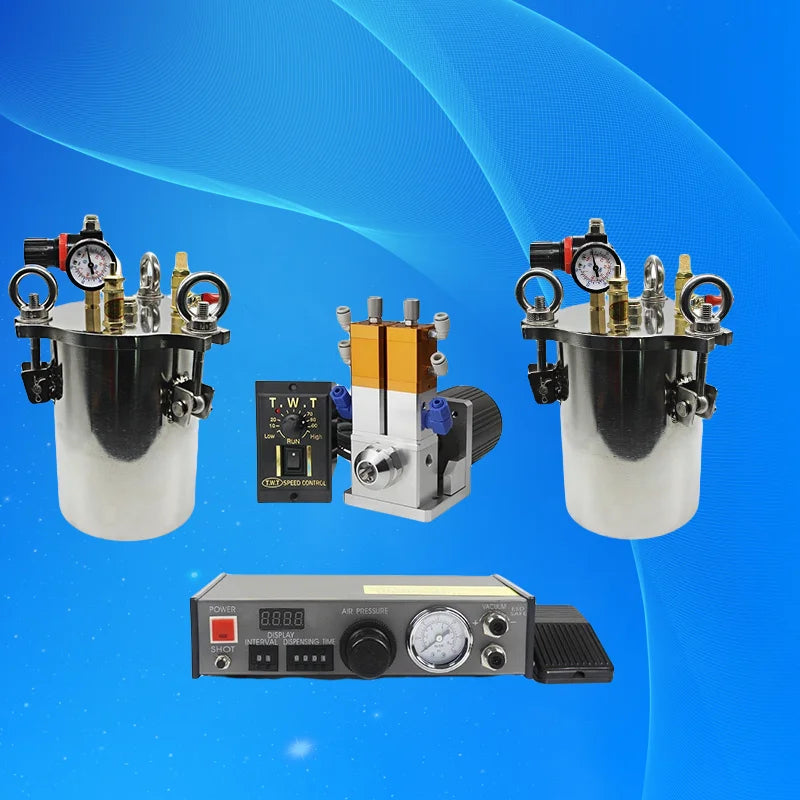 ‌Industrial Glue Dispenser Kit | Auto Machine + 2x2L Tanks & Dual Valves for LED/Electronics Free Shipping‌