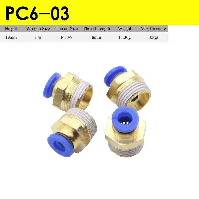 5pcs Fast Twist Pneumatic 6mm 8mm 10mm 12mm Tube To PC4PC6PC8PC10PC12-M5 Male Thread Stainless Steel Pipe Fittings Connector