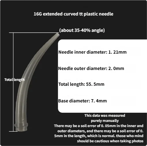 All Plastic Bendable Luer Lock Tips, 10G to 20G Extra Long Curved Dispensing Needles, Ox Horn Design TT Nozzles x 50pcs