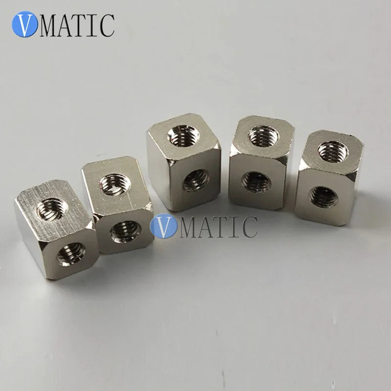 Miniature Rectangular Pneumatic Fitting - M5/M6 Female Thread - Tee & Cross - Full Metal (Nickel Plated Brass)