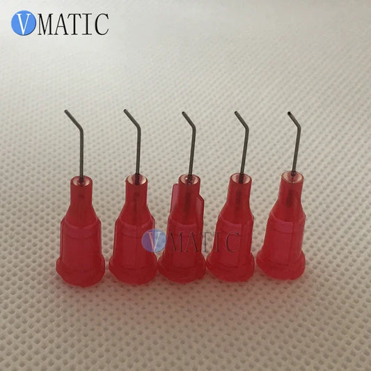 Free Shipping 100Pcs 25G Red 0.5'' Tubing 45 Degree Bent China Glue Dispensing Syringe Needle Tip 1/2 Inch
