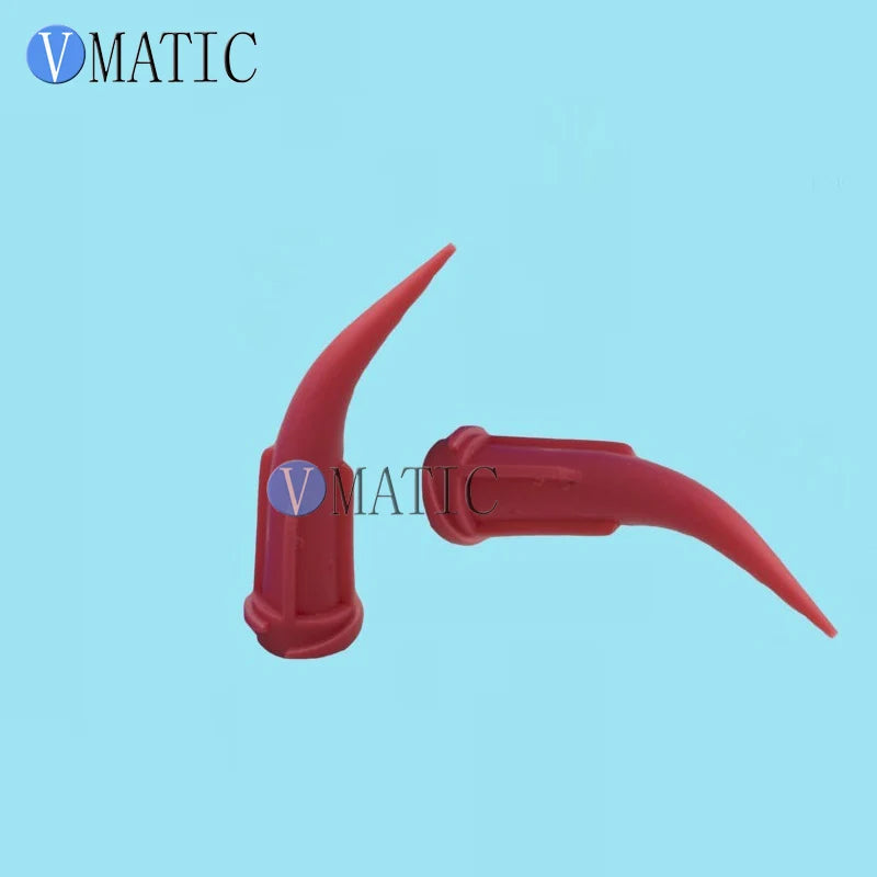 Free Shipping Quality 100Pcs 25G Red TT Tapered Bent Dispensing Plastic Needles