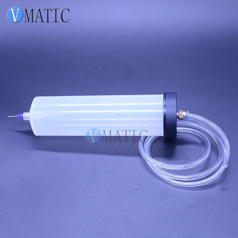 High Quality Thickened Glue Dispensing Pneumatic Syringe Cartridge 300 Cc / Ml Helix Luer Lock Tip With Adapter
