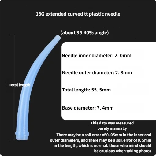 All Plastic Bendable Luer Lock Tips, 10G to 20G Extra Long Curved Dispensing Needles, Ox Horn Design TT Nozzles x 50pcs