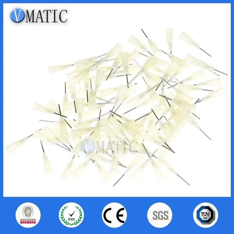‌100pcs Milky Yellow Dispensing Tips | 19G 12.7mm Blunt Needles for Epoxy/Silicone Free Shipping‌