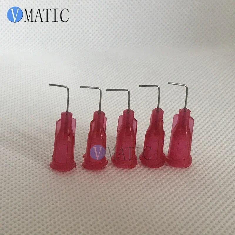 Free Shipping 100Pcs 25G Red 0.5'' Tubing 90 Degree Bent Dispenser Glue Needle 1/2 Inch