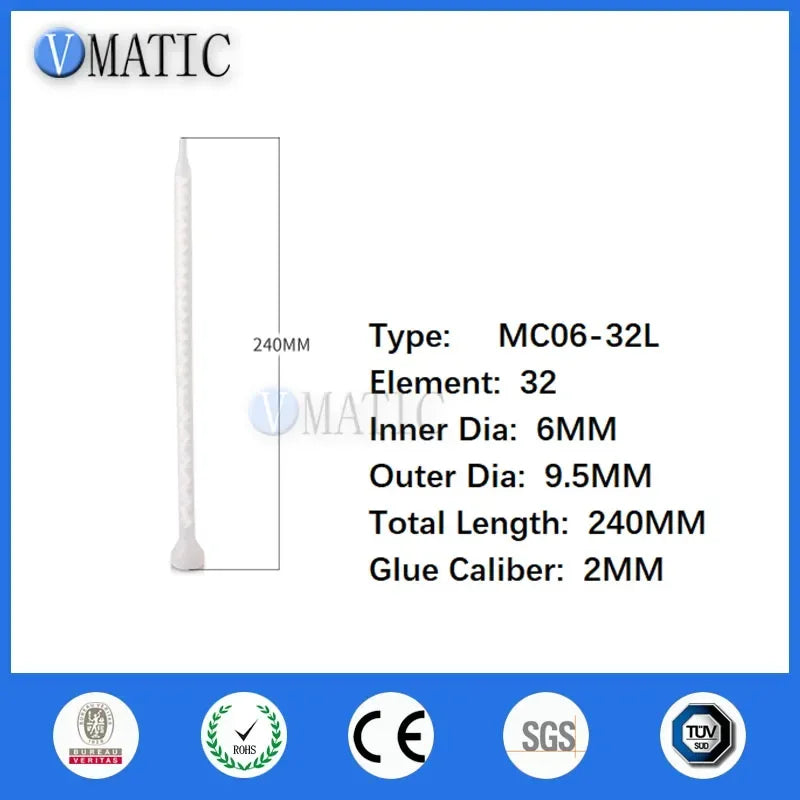 ‌MC06-24L/32L Precision Static Mixer | 24 & 32-Blade Reusable Mixing Tubes for Electronics/Automotive (Chemical-Resistant Polyme