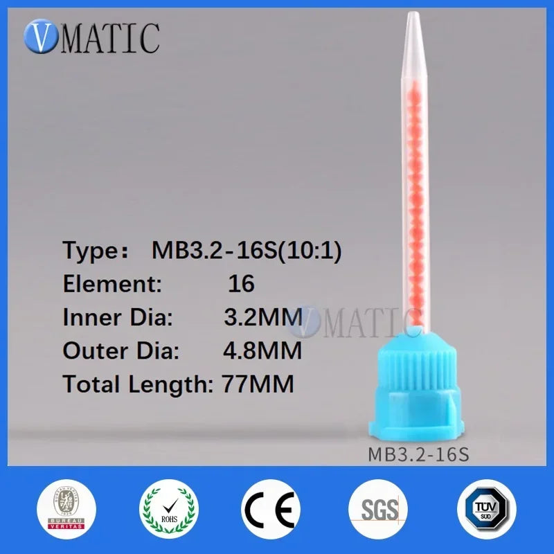 MB3.2-16S Static Mixer Nozzle 10:1 Ratio Pointed Flat Head | Mixing Tube for Overhead Mixers | Industrial Grade Chemical Paint A
