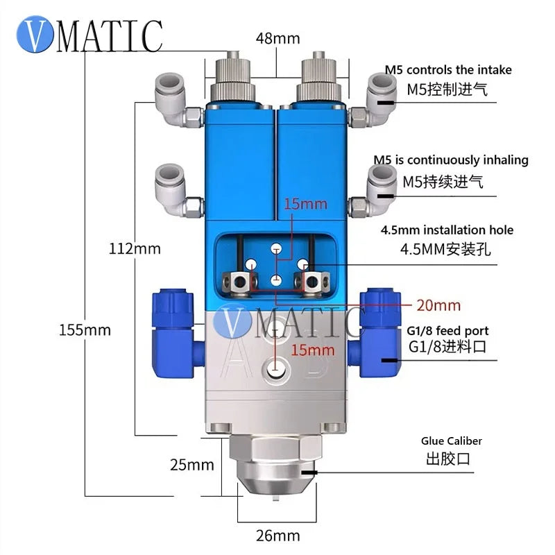 VC-3636Z Pneumatic Anti-Drip 2K Precision Dispensing Valve for Industrial Adhesives/Sealants | Free Shipping