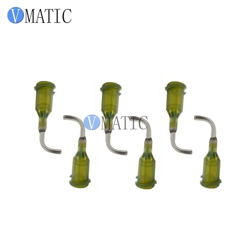 Free Shipping 100Pcs 14G Olive 0.5'' 1/2 Inch Tube 90 Degree Bent Glue Dispensing Needle Tips