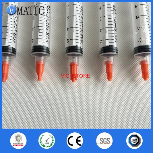 Free Shipping 5 Pcs 10ml Hand Manual Syringe With 5 Pcs Red Tip Cap