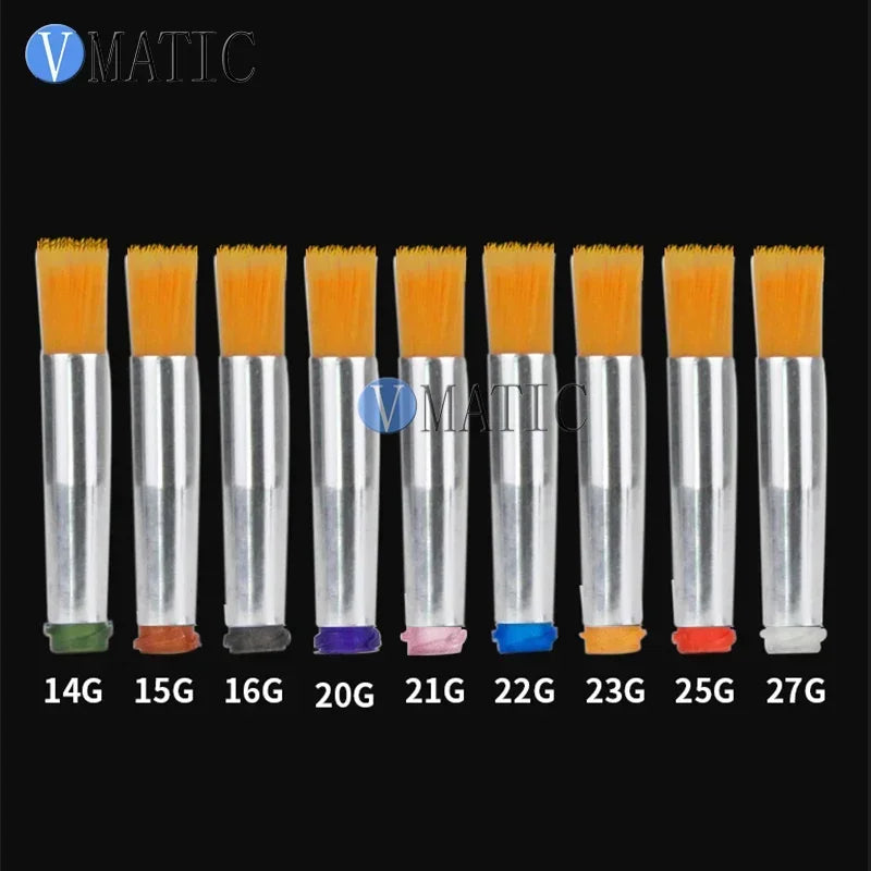 Free Shipping 10pcs 14-27G Yellow Hard Round Type Fluid Glue Dispense Needle Brush Dia 2 to 8 mm