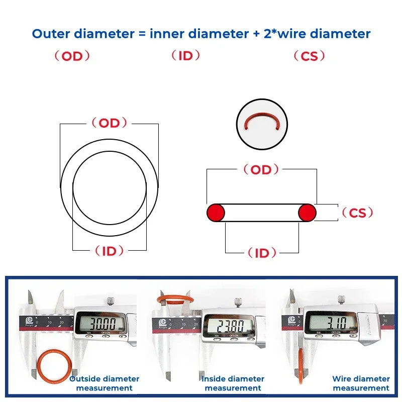 VMQ Red Silicone O-Ring OD 10-80mm Thickness CS 3/3.5/4/5mm Food Grade Sealing Ring Waterproof & Insulated Gasket Washer