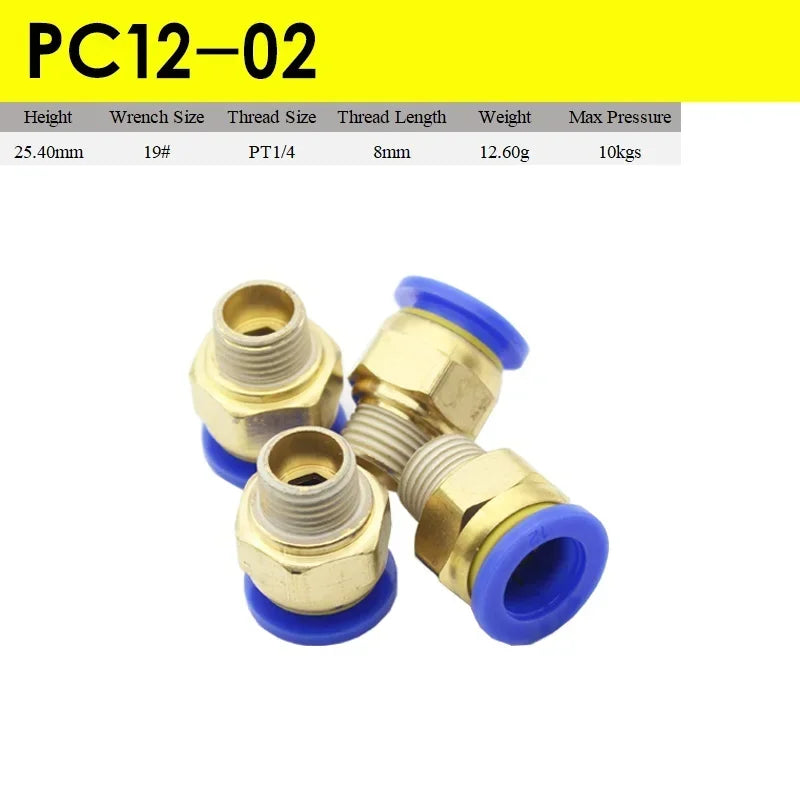 5pcs Fast Twist Pneumatic 6mm 8mm 10mm 12mm Tube To PC4PC6PC8PC10PC12-M5 Male Thread Stainless Steel Pipe Fittings Connector