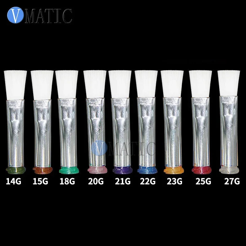 Free Shipping 14G-27G 8mm Flat Liquid Glue Dispensing Needle Brush Screw Thread Needles EFD Soft Brush Needle