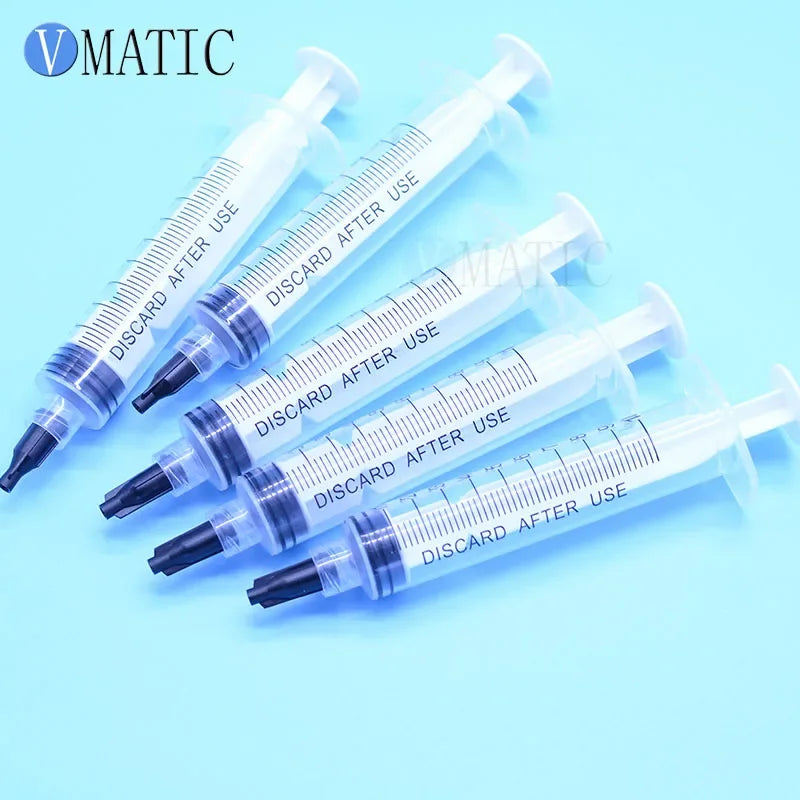 Free Shipping 6 Sets Luer Lock 10ml/cc Syringes With Tip Assortment & Caps Adhesives Glue Applicator Needle Tip