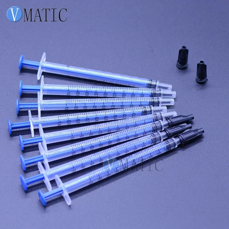 ‌10×1ml Precision Syringe Kit | Multi-Purpose Plastic Dispenser with Black Cap for Lab/Cosmetics/Adhesive (Chemical-Resistant )‌