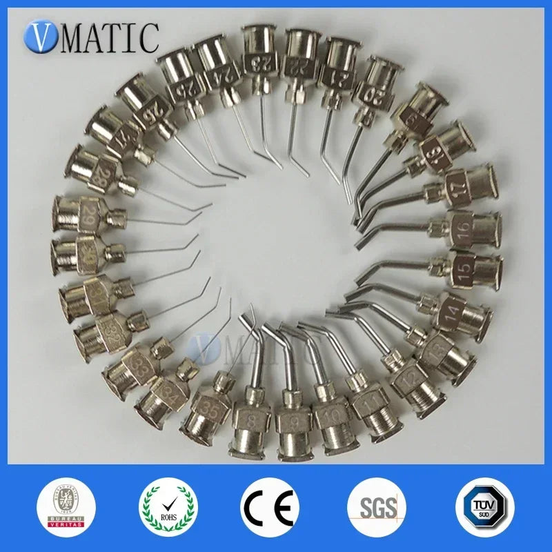 Industrial 45° Bent Dispensing Needle 1/2" 10-30G | 12PCS 304 Stainless Steel Blunt Tip for Adhesive/Silicone/Sealant Applicatio