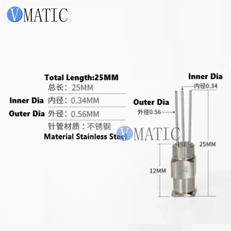 Stainless Steel Triple-Barrel Glue Dispensing Tip - 13mm Short Length, Luer Lock Thread for Jewelry Crystal Setting