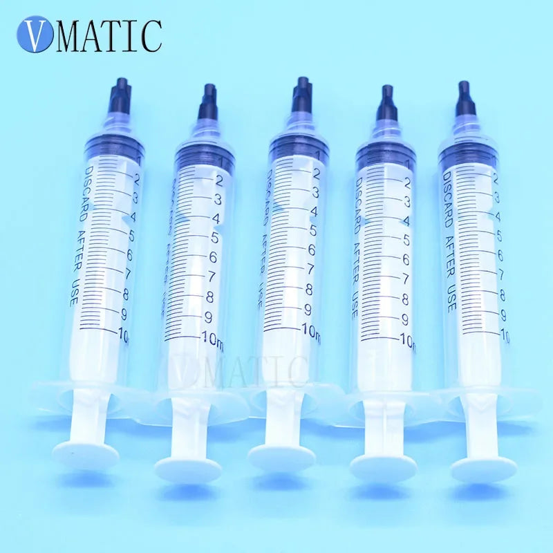 Free Shipping 6 Sets Luer Lock 10ml/cc Syringes With Tip Assortment & Caps Adhesives Glue Applicator Needle Tip