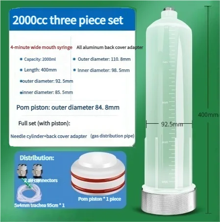 Heavy-Duty Plastic Pneumatic Dispensing Syringe – 1000CC to 2000CC High-Pressure Glue Barrel Large Capacity Container