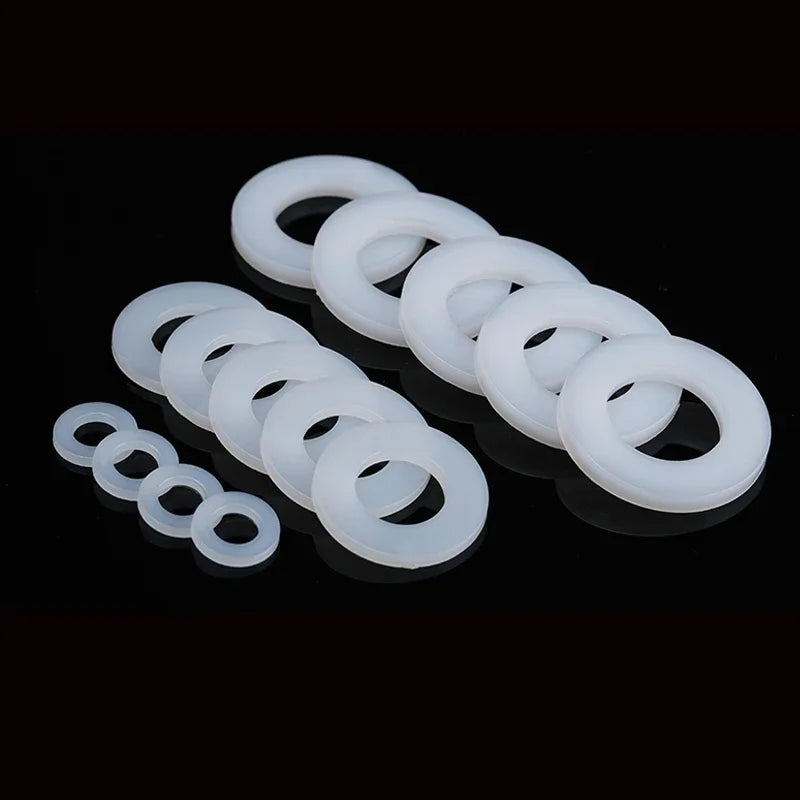 50/100/200Pcs M2-M20 White Black Plastic Nylon Flat Washer Plane Spacer Insulation Gasket Ring For Screws&Bolt