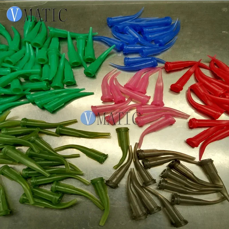 Free Shipping 100pcs 22G Blue Color Plastic Bent TT Glue Dispensing Needle Tips