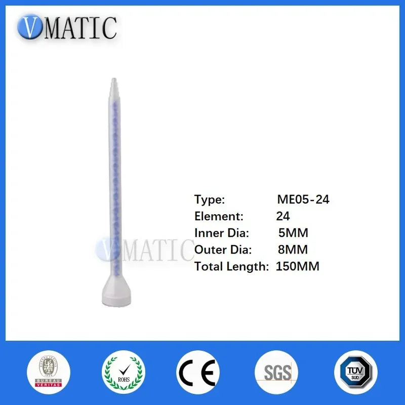 5×ME05-24 Dual-Chamber Static Mixing Tip ▶ 1:1 AB Adhesive Dispenser（PP+GF30）🚚