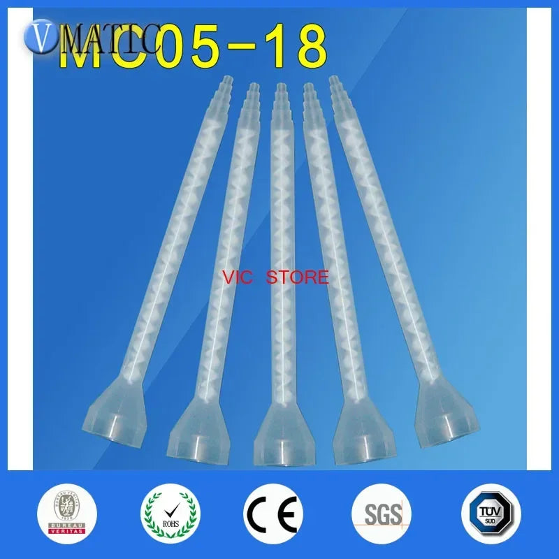 ‌MC05-18 Static Mixer Nozzle | Dual-Cartridge Epoxy Mixing Tips for Two-Part Resins (White Core, 5:1 Mix Ratio, Chemical-Resista