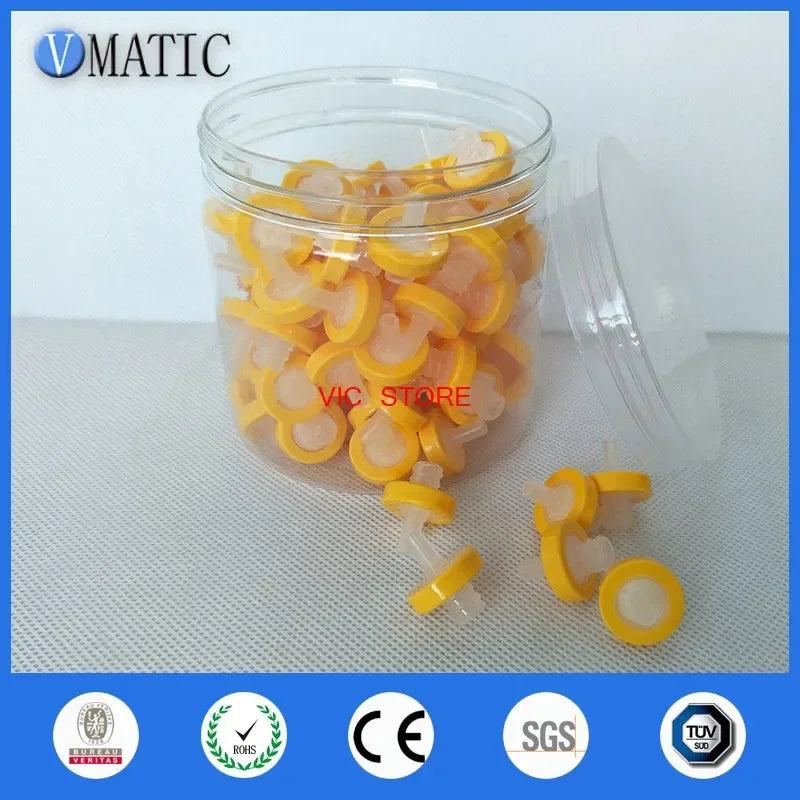 Free Shipping Quality 100Pcs 13mm 0.22um Plastic Yellow Syringe-Driven Filter Syringe Filter Water Solution Filtration Membrane