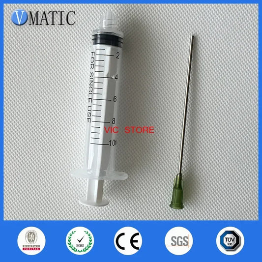 Free Shipping Non Sterilized 10ml/10cc Luer Lock Plastic Dispensing Syringes With 14G Blunt Tip Fill Needles 9.5cm