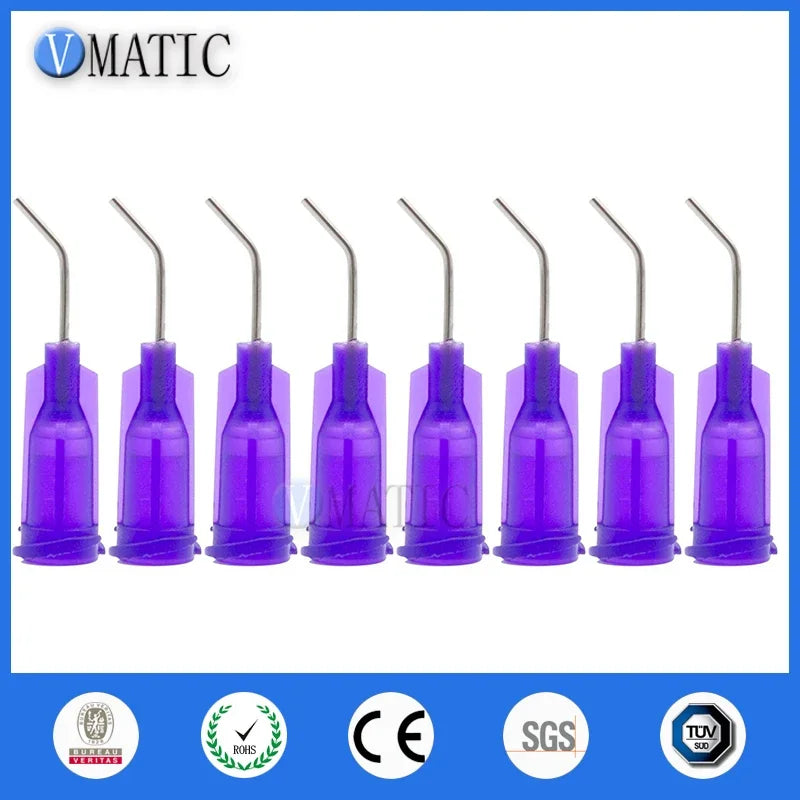 Free Shipping 100Pcs 21G Purple 0.5'' 1/2 Inch 45 Degree Adhesive Needle Tip