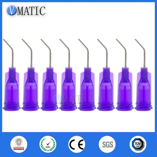 Free Shipping 21G Purple 0.5" 1/2 Inch Tubing 45 Degree Bent TE Blunt End Stainless Steel Dispensing Needle Tips 100pcs