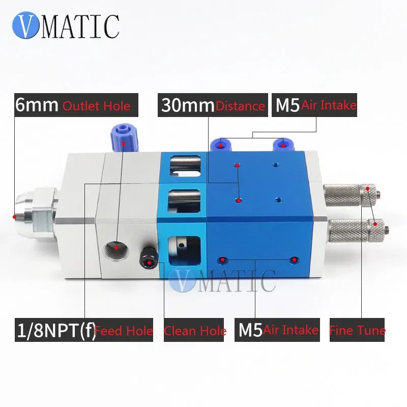 Free Shipping Dual Fluid Large Flow Dispensing Valve Double Acting Cylinder Glue/ Liquid Dispenser