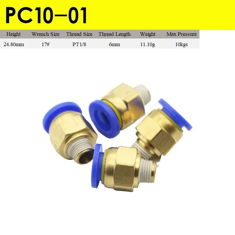 5pcs Fast Twist Pneumatic 6mm 8mm 10mm 12mm Tube To PC4PC6PC8PC10PC12-M5 Male Thread Stainless Steel Pipe Fittings Connector