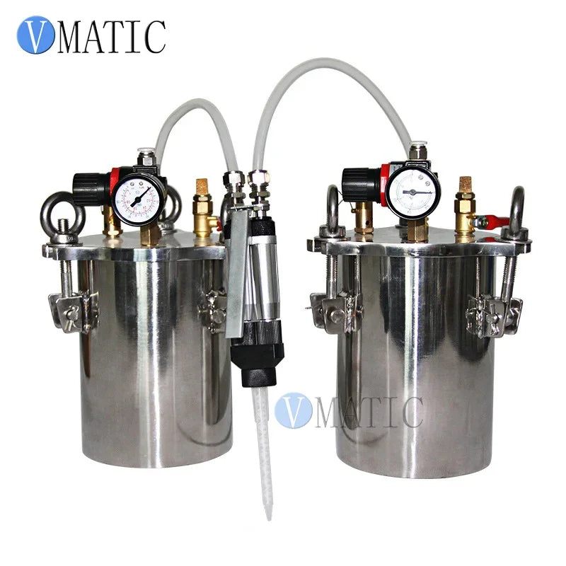 Free Shipping VMATIC Manual Dual Liquid Glue Dispensing Valve Gun With Stainless Steel Air Pressure Tank