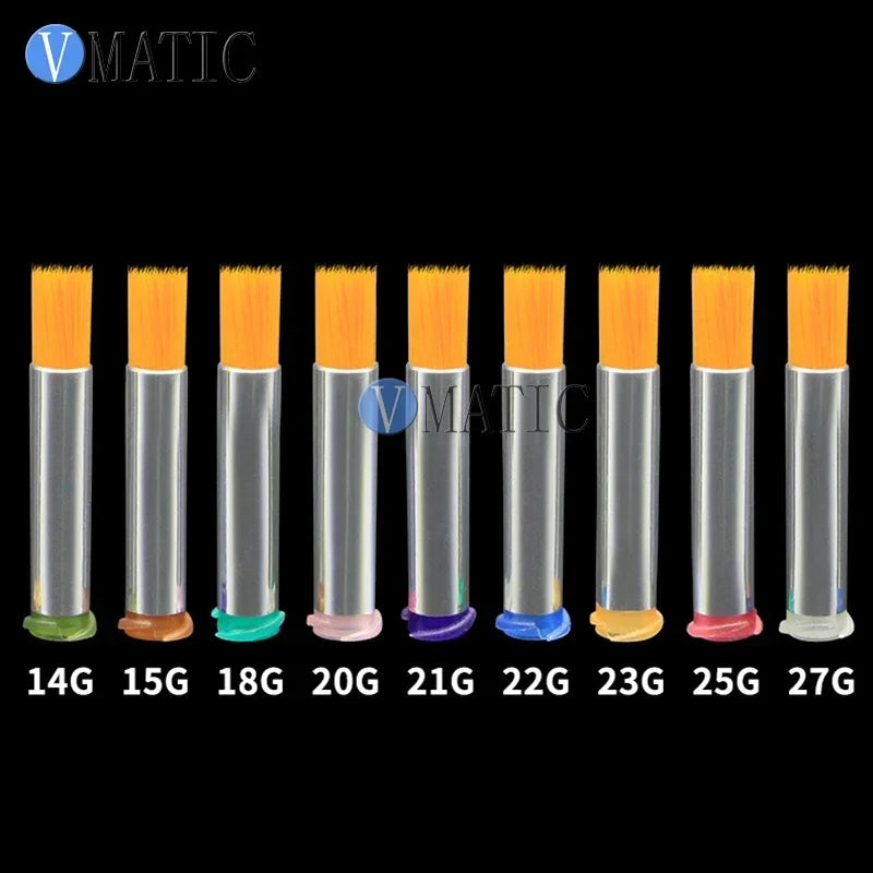 Free Shipping 10pcs 14-27G Yellow Hard Round Type Fluid Glue Dispense Needle Brush Dia 2 to 8 mm