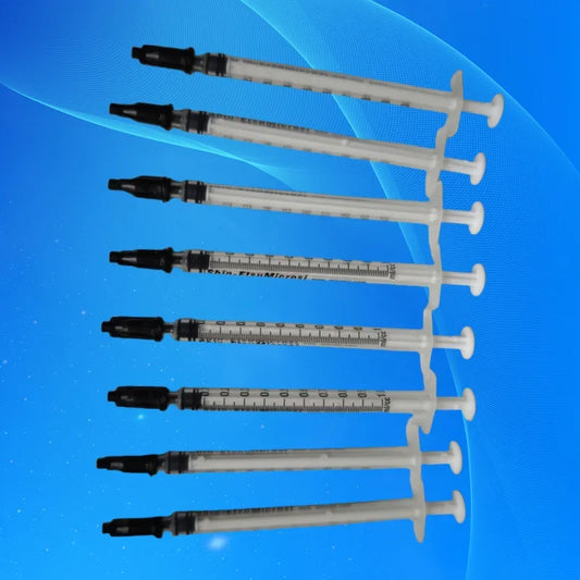 10 Sets/Lot Industrial Precision 1ml Syringe with Luer Lock Tip & Caps - for Epoxy, Silicone & High-Viscosity Adhesive Dispensin