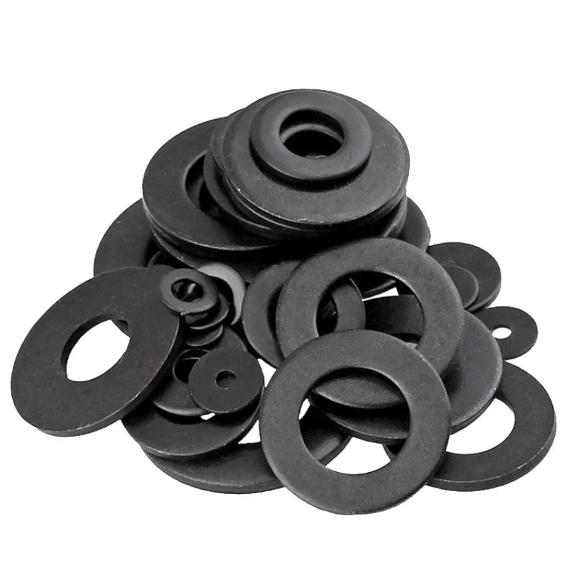 1/2/5/10/20/30/50/Piece M2 M2.5 M3 M4 M5 M6 M8 M12 M14 M16-M30 8.8 Grade Black Carbon Steel Flat Washer Flat Washer