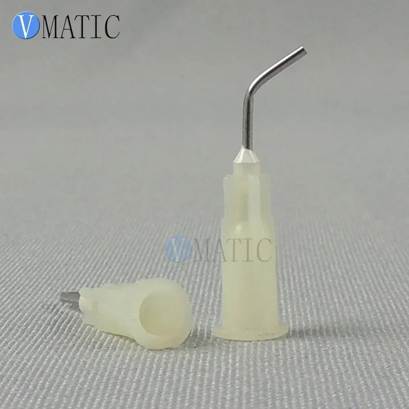 ‌100-Pcs 25G Dispensing Needles | 45° Angled Precision Glue Tips with 0.5'' Bayonet Lock (0.41mm ID, 1/2'' Length) for Electroni