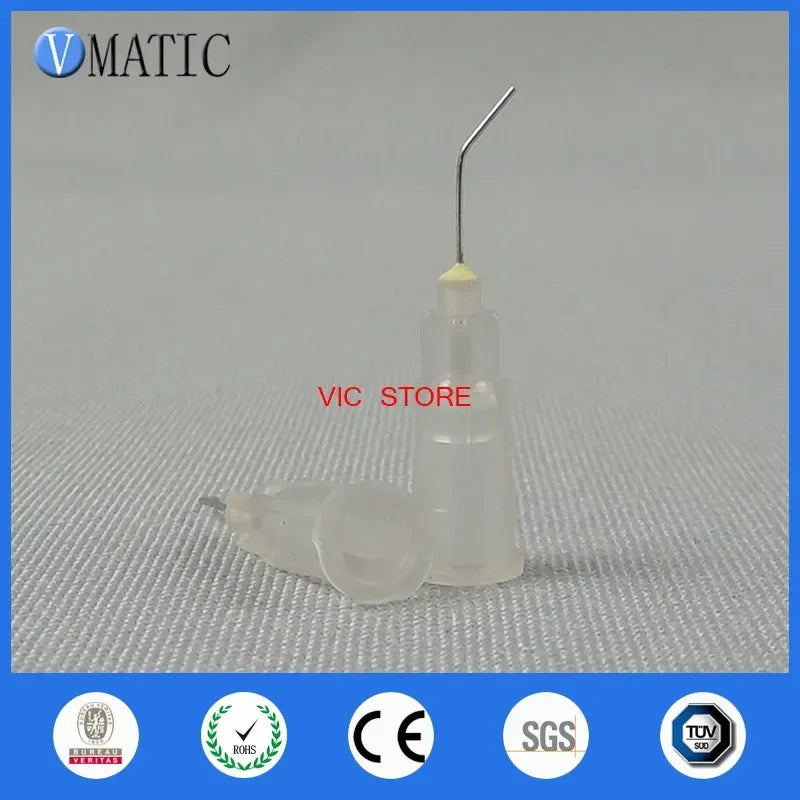 Free Shipping 100 Pieces 27G 45 Bent Degree 0.5'' Glue Dispensing Needle Bayonet Type Dispenser Needles 1/2 Inch