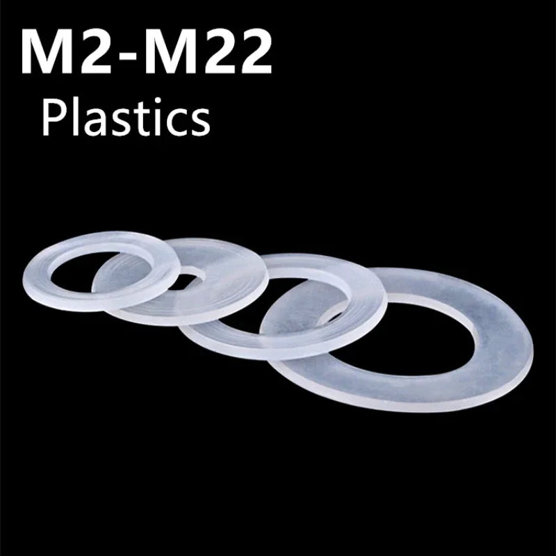 M2M3M4M5M6M8M10M12M14M16M18M20M22 Transparent Nylon Flat Washer PE Insulated Washer Sealing Ring Flat Washer