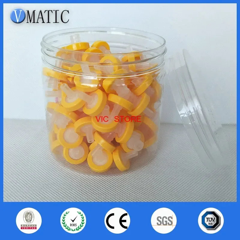 ‌0.22μm Non Sterile Syringe Filter | 13mm Yellow PES Membrane for HPLC & Bacterial Removal (100-Pcs)‌