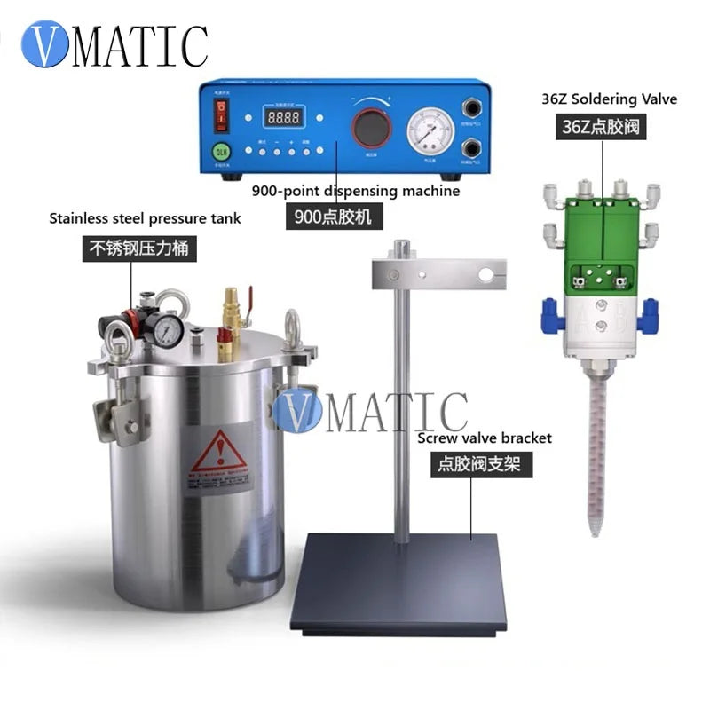 VC-3636Z Anti-Drip Dispensing Kit with Glue Pressure Tank, Semi-Auto Precision Control for Micro Adjustable Fluid Dispensing