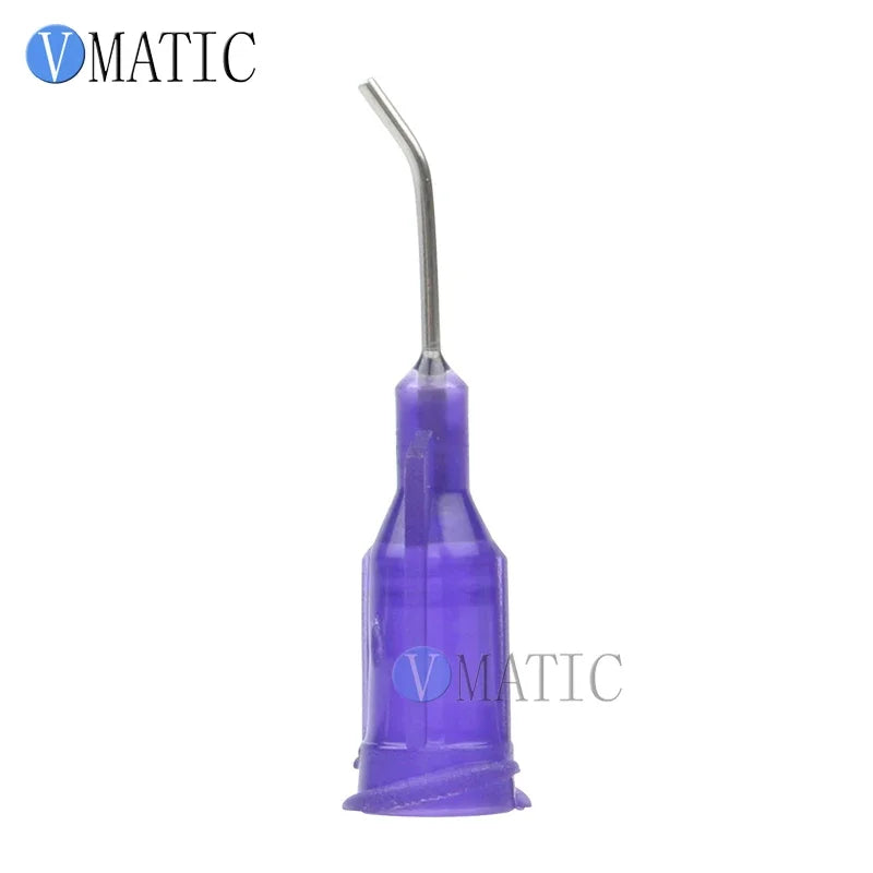 Free Shipping 21G Purple 0.5" 1/2 Inch Tubing 45 Degree Bent TE Blunt End Stainless Steel Dispensing Needle Tips 100pcs