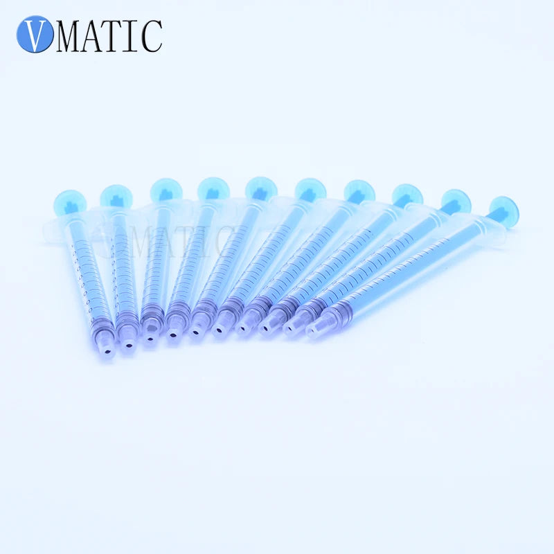 High Quality Fast Selling 10 sets Plastic Dispensing Blue Syringes 1cc/1ml + red tip cap